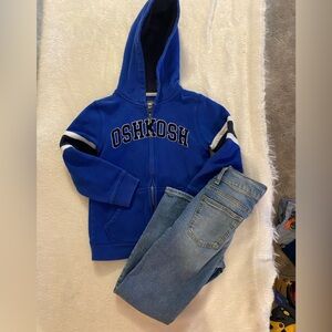 Boys OshKosh Royal Blue Zip Hoodie with White Trim size 8